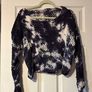 NATURAL LIFE Black and White Tie-Dye Sweater
